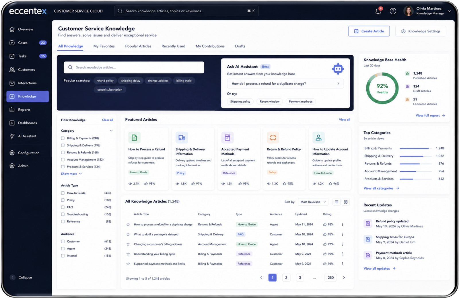 CSC Customer Knowledge Assistant Screenshot Bring the right information into the agent desktop.