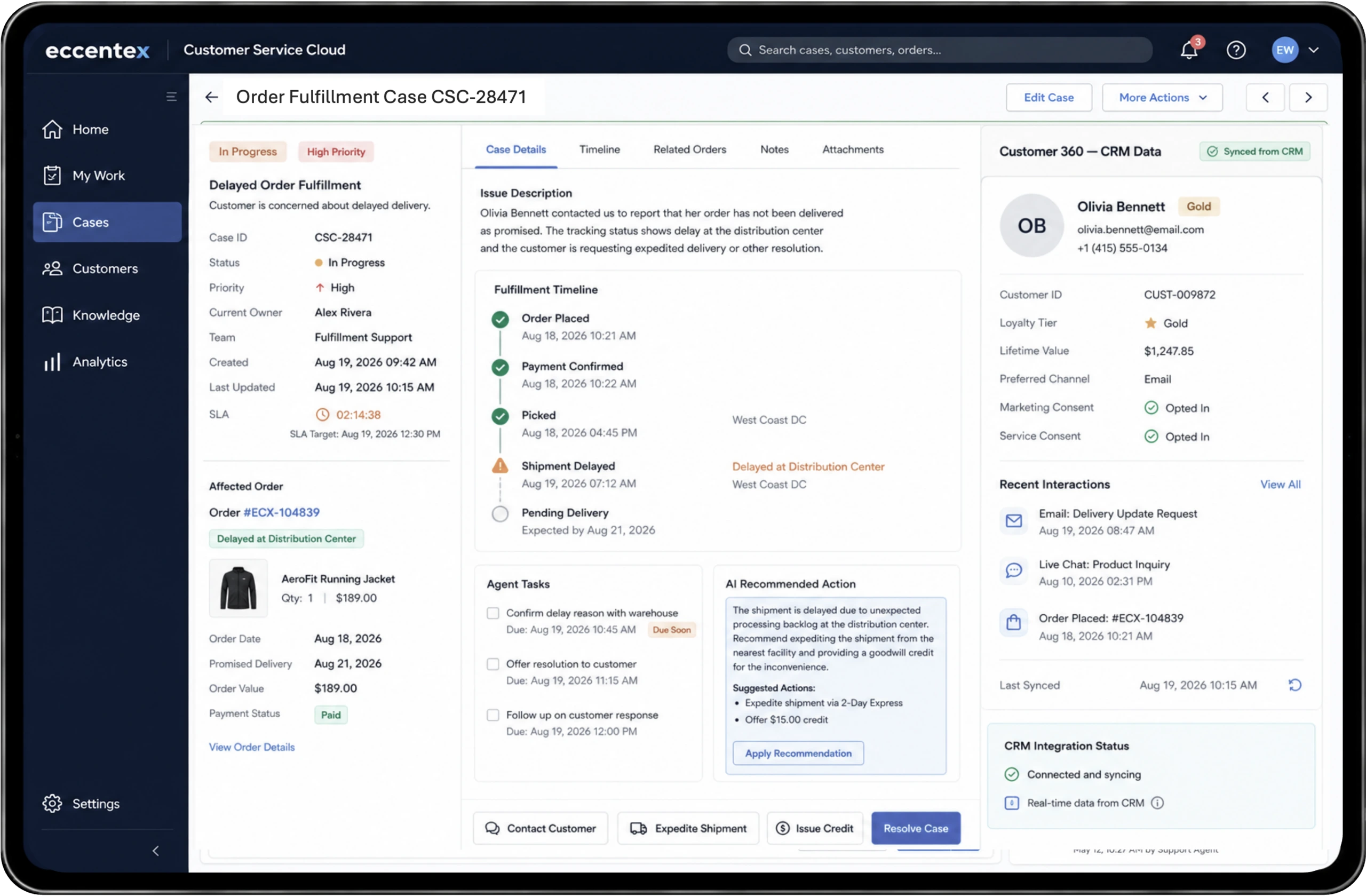 CSC Retail Order Fullfillment Screenshot Equip employees with order history and customer context.